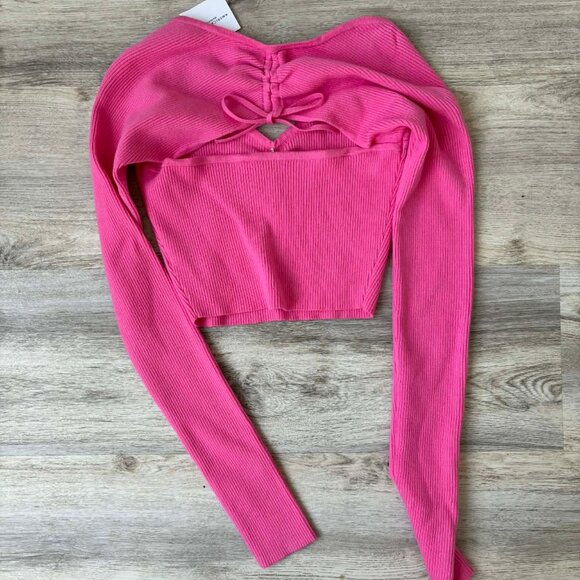 American Eagle Outfitters Sweaters - AE Cropped Ruched Sweater NWT - Pink - Size M